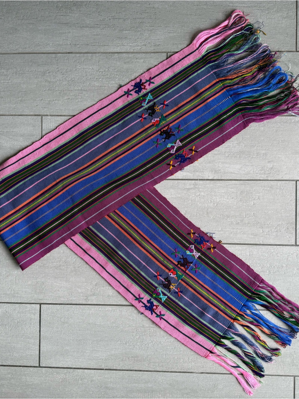 Vintage Guatemalan Faja Belt Sash Mexican Tribal Boho Rainbow Ethnic Woven